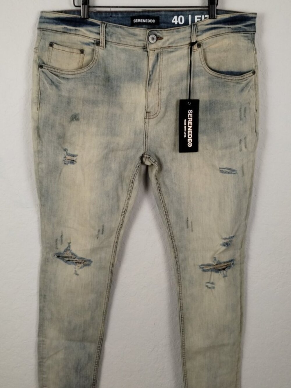 Serenede Jeans Men's 40x32 Distressed Acid Splatter Tapered Leg NEW